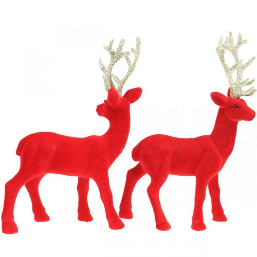 Floristik24 Deco decoração de veado figura deco renas vermelho H20cm 2pcs