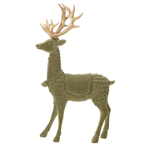 Figura decorativa de veado em pé, com chifres flocados, 31 cm | Floristik24.pt