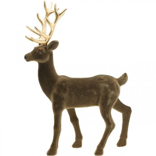 Floristik24 Veado decorativo figura decorativa rena decorativa flocada marrom H46cm