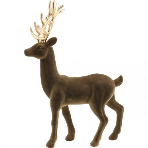 Floristik24 Figura de decoração de veado deco rena deco flocada marrom H37cm