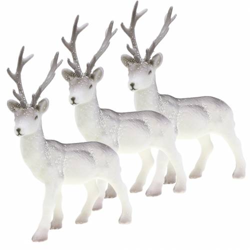 Itens Rena Decorativa Branca com Glitter – Decoração de Natal de Inverno 20cm 3pcs