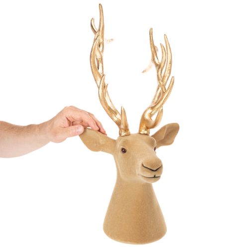 Escultura decorativa de cabeça de veado com grandes chifres, 52 cm | Floristik24.pt