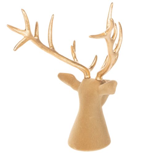 Escultura decorativa de cabeça de veado com grandes chifres, 52 cm | Floristik24.pt