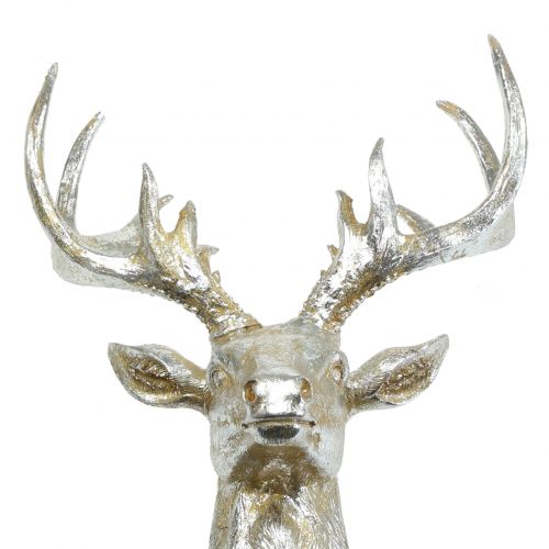 Floristik24 Cabeça de veado para decoração de parede ouro, prata 22cm x 32cm