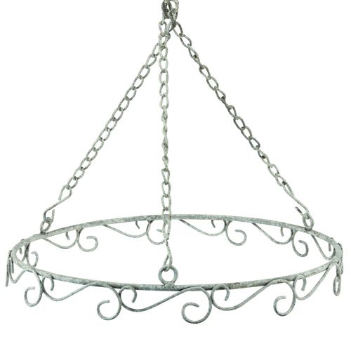 Itens Anel decorativo de metal para decoração suspensa branco shabby chic Ø30cm Alt.30cm