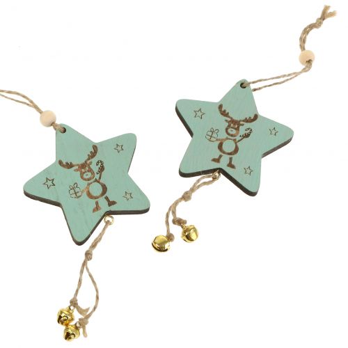 Floristik24 Hanger star mint 7cm L20cm 12pcs