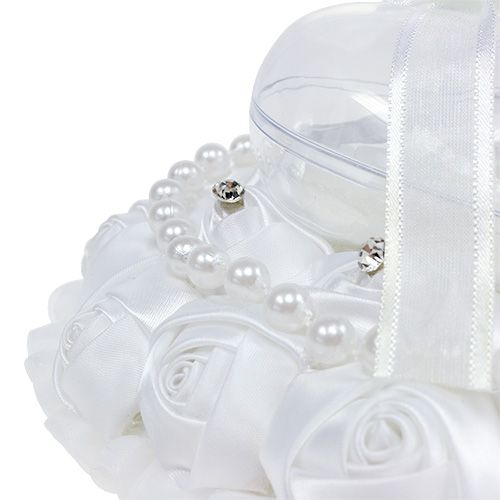 Floristik24 Almofada Aliança de Casamento com Porta Anel Branco 17cm x 15cm