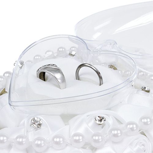 Floristik24 Almofada Aliança de Casamento com Porta Anel Branco 17cm x 15cm