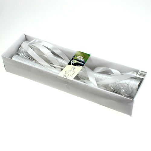 Floristik24 Saco de cetim branco 40cm 3pçs