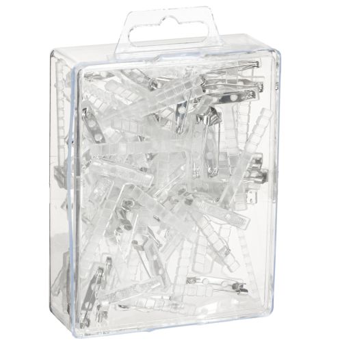 Itens Alfinetes de lapela para casamento transparentes/prateados 5 cm 50 peças