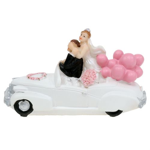 Floristik24 Figura do casamento casal nupcial no carro 16cm