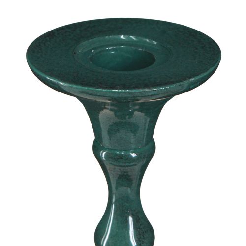 Itens Castiçal alto metal verde cerâmica aspecto Alt.38cm