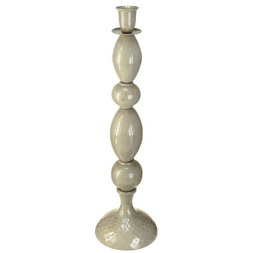 Porta-velas alto em metal cinza dourado 51cm