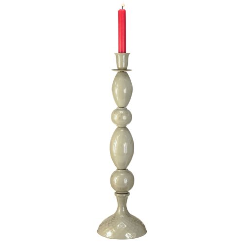 Itens Porta-velas alto em metal cinza dourado 51cm
