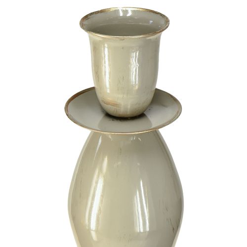 Itens Porta-velas alto em metal cinza dourado 51cm