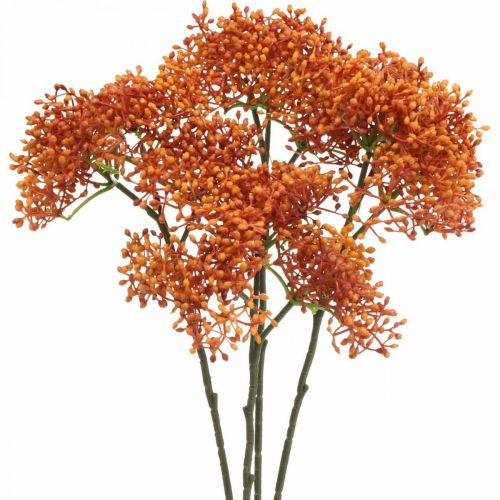 Ramo de Flor Artificial Laranja Sabugueiro 52cm 4 unidades