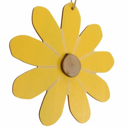 Itens Flores de madeira para pendurar, decoração de primavera, flores de madeira amarela e branca, flores de verão 8pcs