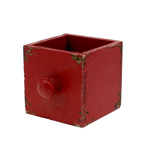 Floristik24 Caixa de madeira, gaveta vermelha 9x9x9cm 1p