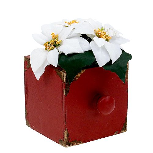 Floristik24 Caixa de madeira, gaveta vermelha 9x9x9cm 1p