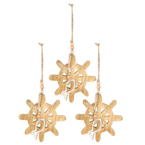 Itens Decoração de volante de madeira pingente de peixe de metal Ø12cm 3 peças