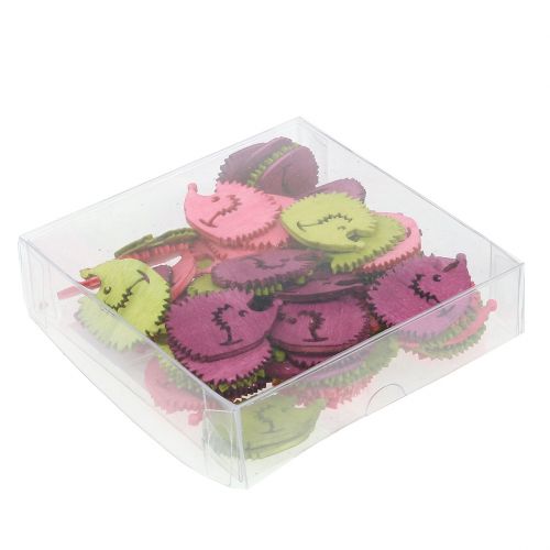 Floristik24 Figuras de ouriço em madeira decoração dispersa mistura colorida 4 cm 72 unidades