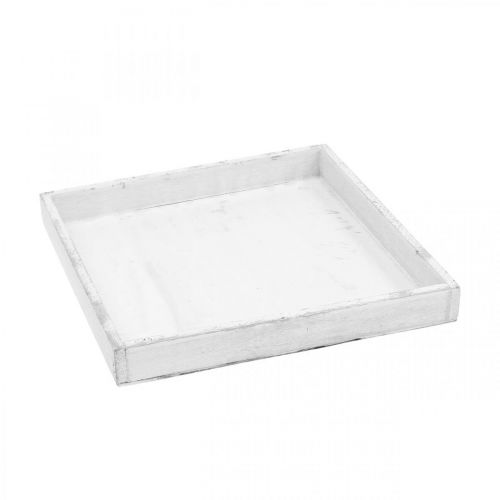 Itens Bandeja decorativa bandeja de madeira quadrada branca shabby chic 24,5×24,5cm