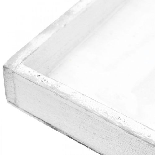Floristik24 Bandeja decorativa bandeja de madeira quadrada branca shabby chic 24,5×24,5cm