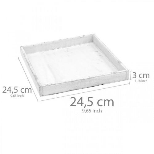 Floristik24 Bandeja decorativa bandeja de madeira quadrada branca shabby chic 24,5×24,5cm