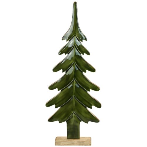 Árvore de Natal decorativa em madeira efeito brilho verde 23,5×5×60cm
