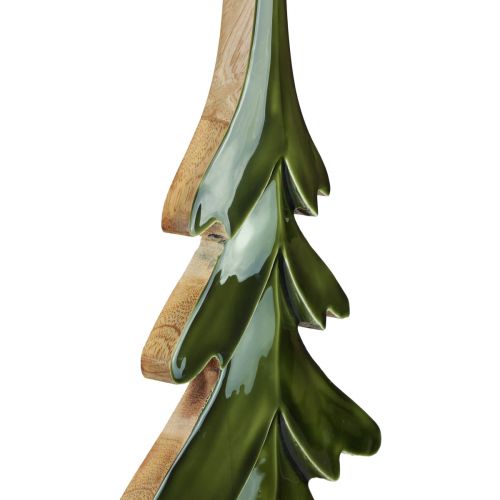 Árvore de Natal decorativa em madeira efeito brilho verde 23,5×5×60cm