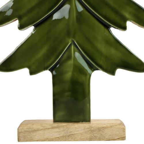 Floristik24 Árvore de Natal decorativa em madeira efeito brilho verde 23,5×5×60cm