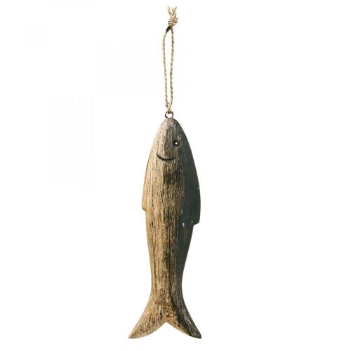 Decoração de peixe de madeira grande, pingente de peixe de madeira 29,5 cm
