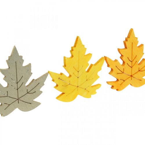 Polvilhe a decoração do outono, folhas de bordo, folhas de outono douradas, laranja, amarelo 4cm 72p