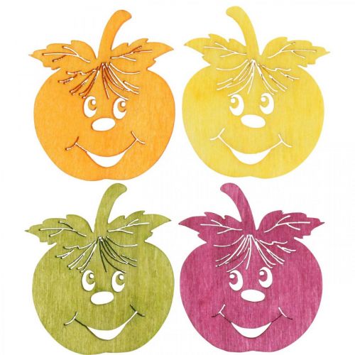 Floristik24 Decoração dispersa maçã rindo, outono, decoração de mesa, laranja maçã caranguejo, amarelo, verde, rosa H3.5cm W4cm 72pcs