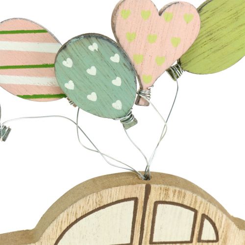 Floristik24 Carro de madeira com balões 17cm x 15cm 2uds