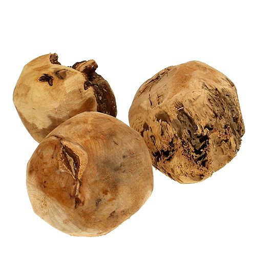 Floristik24 Bola de madeira de abeto natural Ø9cm 3 un.