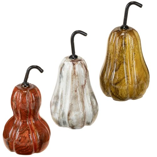 Floristik24 Decoração de madeira para pera de madeira outono vermelho amarelo branco 12×6cm 3 peças