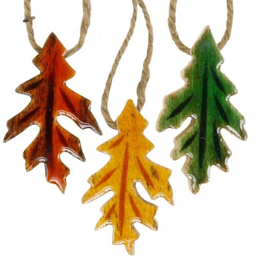 Floristik24 Folhas decorativas de madeira para pendurar decoração de outono colorida 6.5×4cm 12pcs