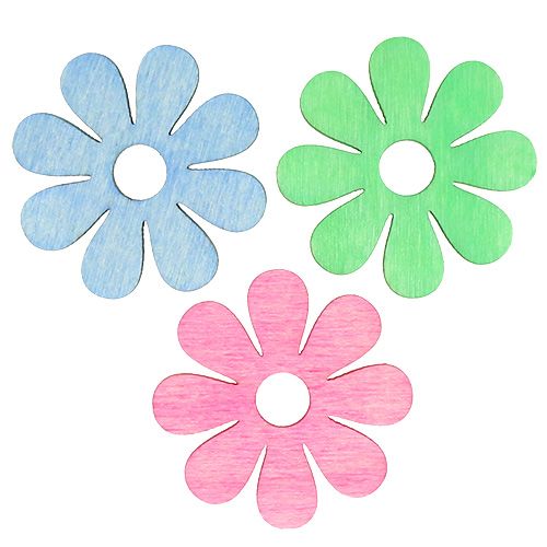 Floristik24 Flores de madeira para espalhar rosa, verde, azul Ø4cm 72 un