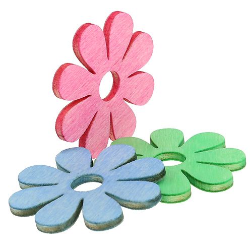 Floristik24 Flores de madeira para espalhar rosa, verde, azul Ø4cm 72 un