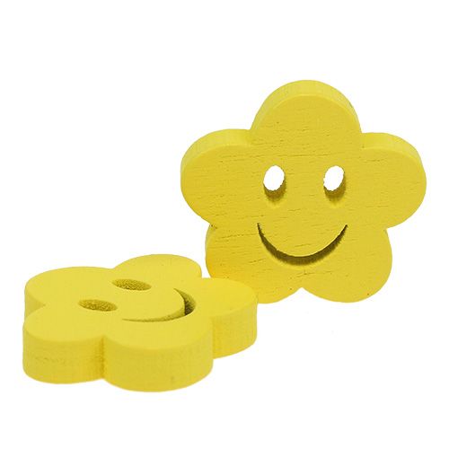 Floristik24 Flor de madeira com rosto amarelo 2,5cm 48 un