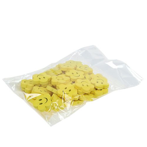 Floristik24 Flor de madeira com rosto amarelo 2,5cm 48 un