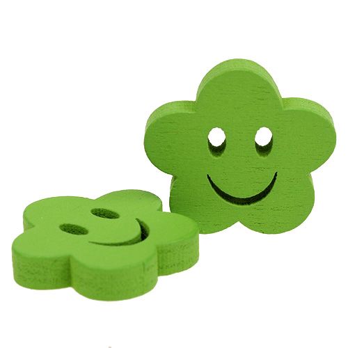 Itens Flor de madeira com face verde 2,5cm 48 un