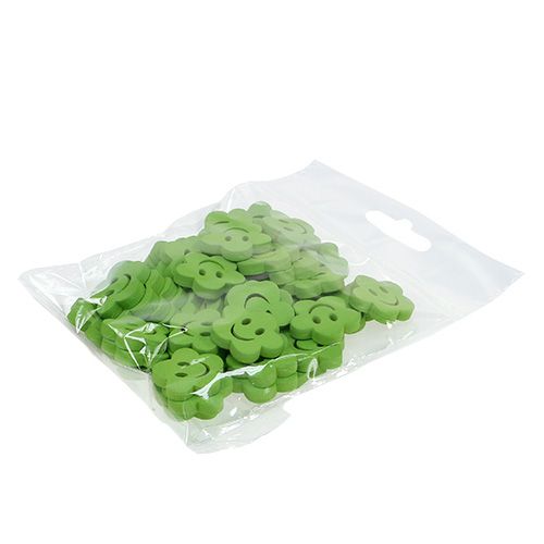 Itens Flor de madeira com face verde 2,5cm 48 un