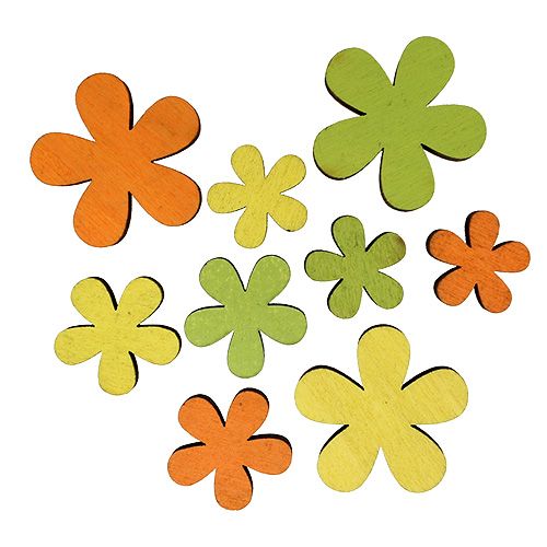 Floristik24 Flor de madeira 2-3,5 cm laranja, verde, amarelo 36pcs