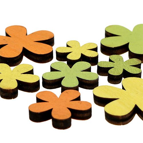Floristik24 Flor de madeira 2-3,5 cm laranja, verde, amarelo 36pcs
