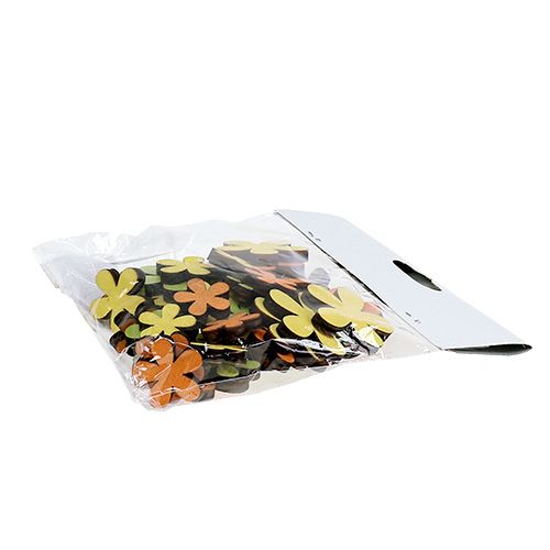 Floristik24 Flor de madeira 2-3,5 cm laranja, verde, amarelo 36pcs