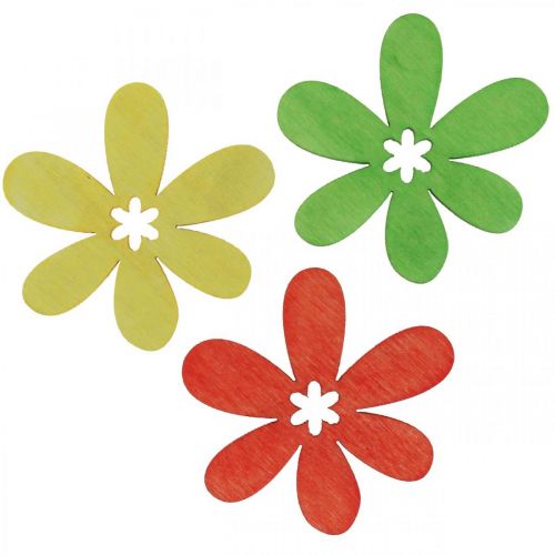 Itens Flores de madeira dispersão decoração flores madeira amarelo/laranja/verde Ø4cm 72p