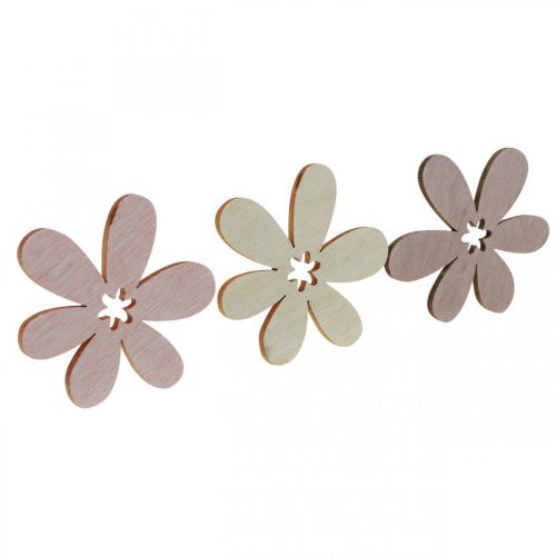 Flores de madeira dispersão decoração flores madeira bege/amarelo/rosa Ø4cm 72p