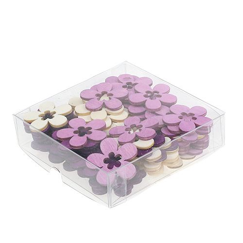 Floristik24 Flores de madeira variadas. Roxo, branco 4 cm 72 unidades